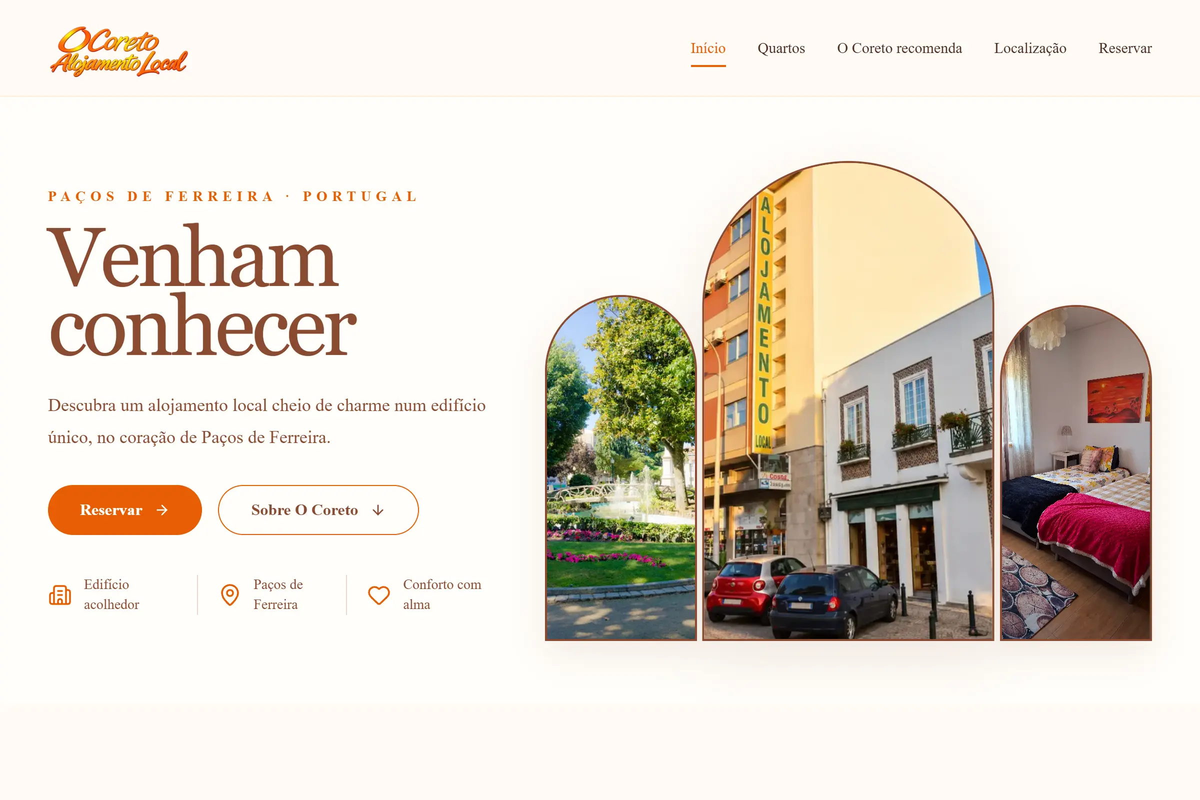 Preview of the O-Coreto Local Accommodation website